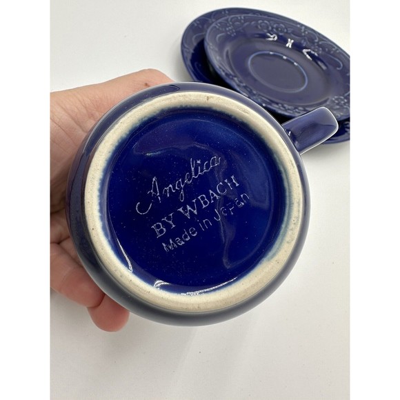 RARE & BEAUTIFUL COBALT CUP SAUCER Plate WBACH WAECHTERSBACH ANGELICA PATTERN - Picture 3 of 9